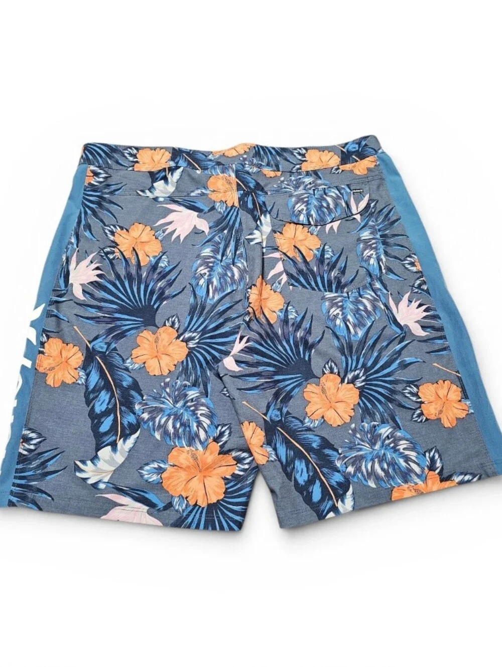 Hurley Swim Trunks Unlined Men's Blue & Orange Floral Front Key Pocket Size 38